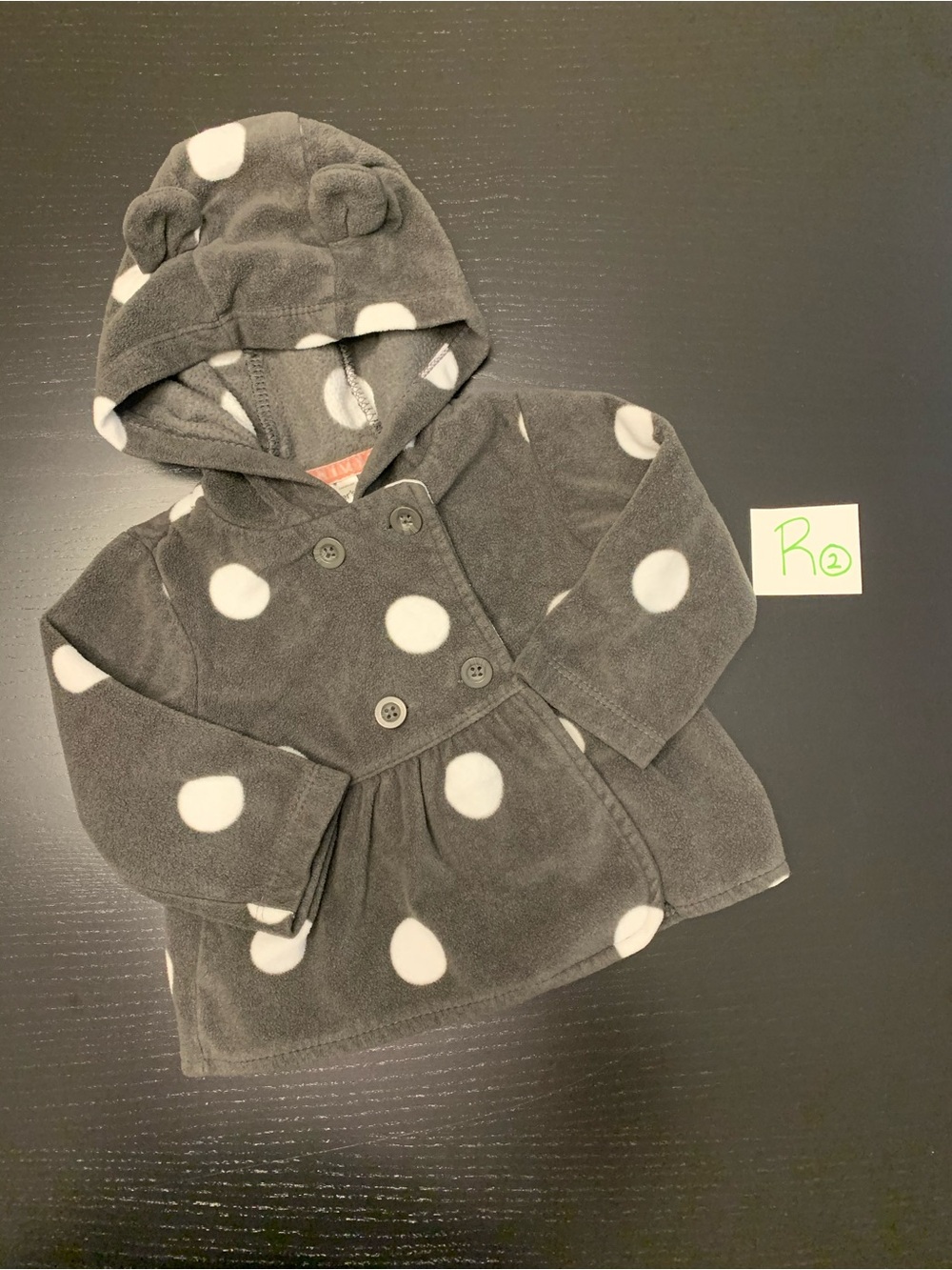 Carter's 9m Grey Fleece Hooded Polka Dot Coat